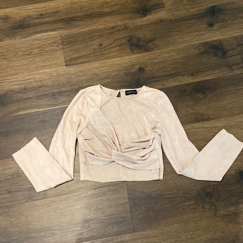 Mustard seed top, beige/taupe in color, size S